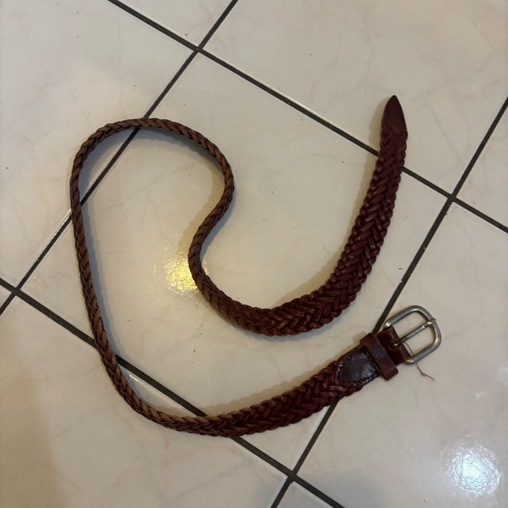 Vintage leather braided belt with silver buckle ! - Picture 5 of 5